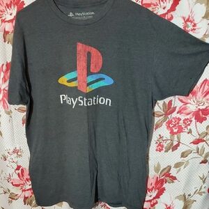 Sony PlayStation Gray T-Shirt with Multicolor Logo